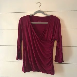 🎉5 for $25🎉 maroon faux wrap long sleeve shirt